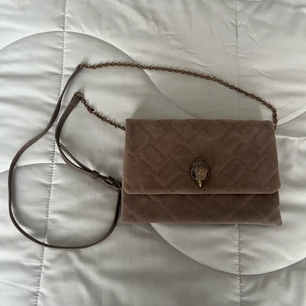 Kurt Geiger Quilted Suede Crossbody Bag - Brown - Picture 6 of 7